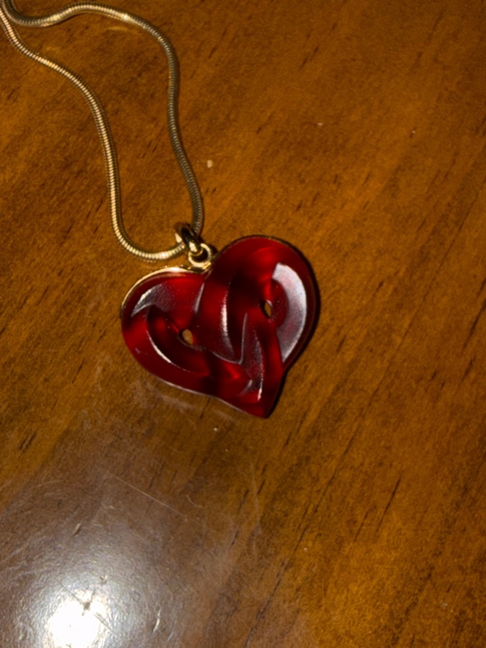 Lalique Gold Red Heart Pendant